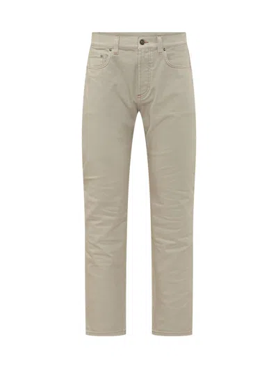 Versace Painted-effect Comfort Jeans In Off White