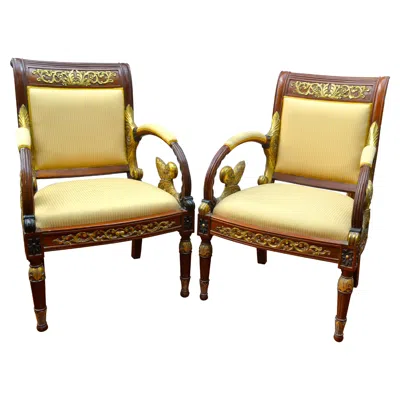 Pre-owned Versace Pair Of Gianni  Armchairs From The Vanitas 1994 Collection In Brown