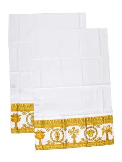 Pre-owned Versace Pair Of I ♡ Baroque Pillowcases In Yellow