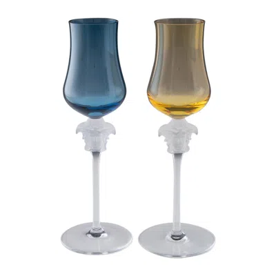Pre-owned Versace Pair Rosenthal  Grappa Glasses Medusa Lumiere In Gray