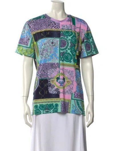 Pre-owned Versace Paisley Print Crew Neck T-shirt W/ Tags In Green