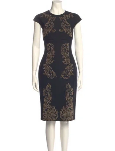 Pre-owned Versace Paisley Print Midi Length Dress In Green