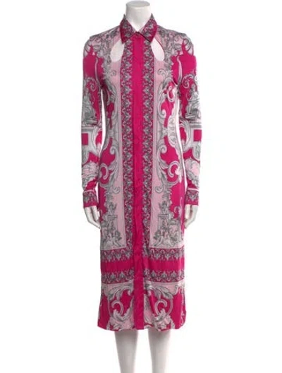 Pre-owned Versace Paisley Print Midi Length Dress In Pink
