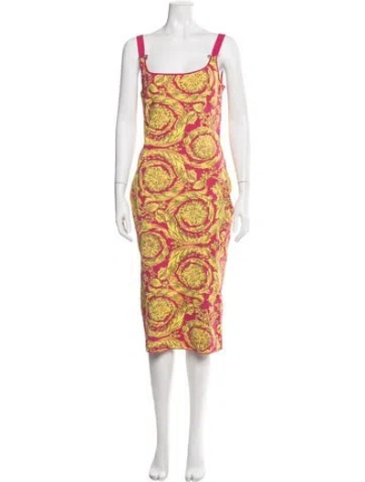 Pre-owned Versace Paisley Print Midi Length Dress In Pink