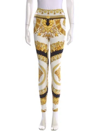 Pre-owned Versace Paisley Print Skinny Leg Pants In Black