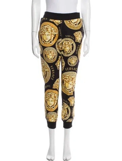 Pre-owned Versace Paisley Print Skinny Leg Pants In Black