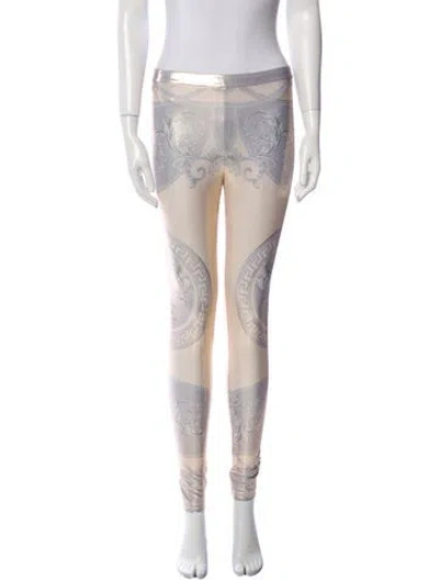 Pre-owned Versace Paisley Print Skinny Leg Pants W/ Tags In Neutral