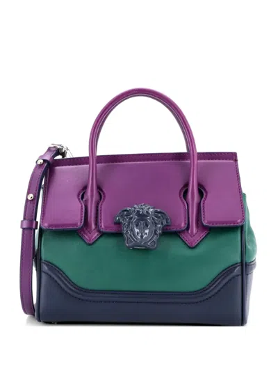 Pre-owned Versace Palazzo Empire Bag Leather Medium Satchel In Green