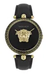 Versace Palazzo Empire Leather Watch In Black