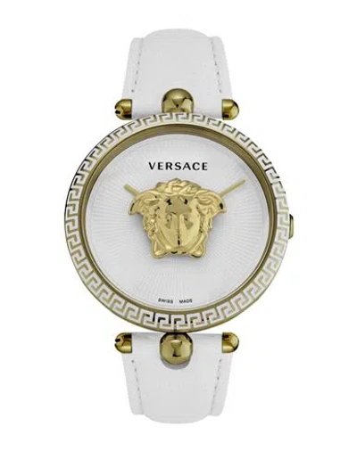 Versace Palazzo Empire Leather Watch Woman Wrist Watch Gold Size - Calfskin In Gold