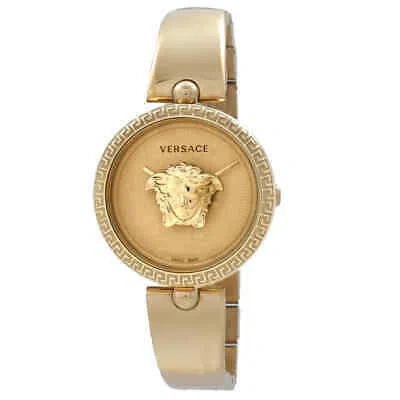 Pre-owned Versace Palazzo Empire Quartz Gold Dial Ladies Watch Vecq00618