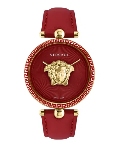 Versace Palazzo Empire Leather Watch In Sapphire