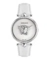 Versace Palazzo Empire Leather Watch In Silver