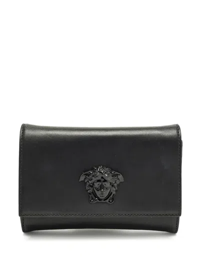 Pre-owned Versace Palazzo Medusa Flap Clutch Bag In Black