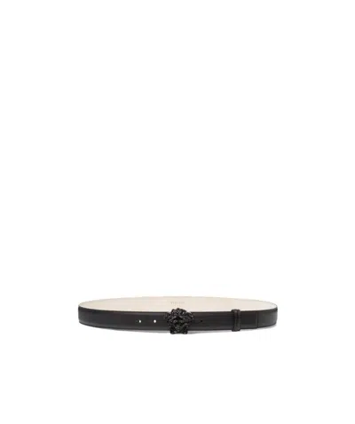 Versace Palazzo Medusa-head Leather Belt In Black