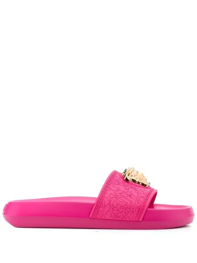 Versace Medusa Plaque Slides In Pink