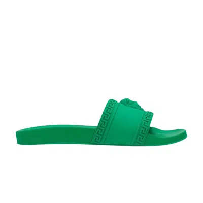Pre-owned Versace Palazzo Medusa Pool Slide 'green' | Men's Size 45
