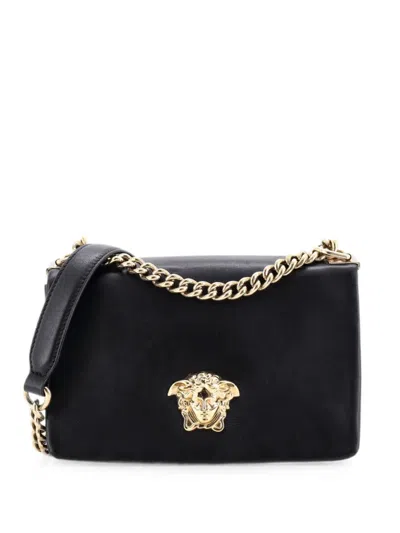 Pre-owned Versace Palazzo Medusa Sultan Leather Small Shoulder Bag In Black