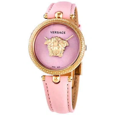 Pre-owned Versace Palazzo Quartz Pink Dial Ladies Watch Vecq00518