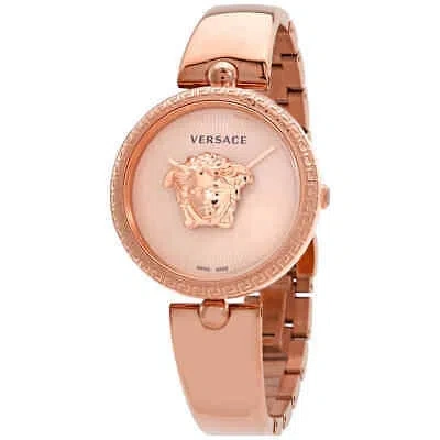 Pre-owned Versace Palazzo Quartz Rose Dial Ladies Watch Vecq00718