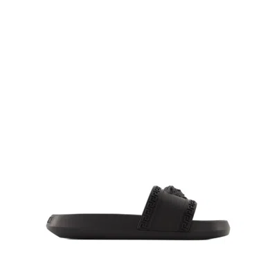 VERSACE PALAZZO SLIDES - RUBBER - BLACK