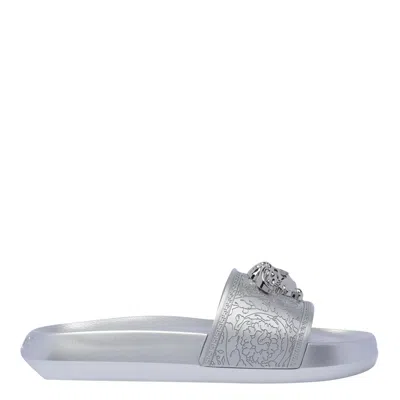 Versace Palazzo Slides In Silver