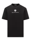 Versace Cotton T-shirt With Medusa Embroidery In Black