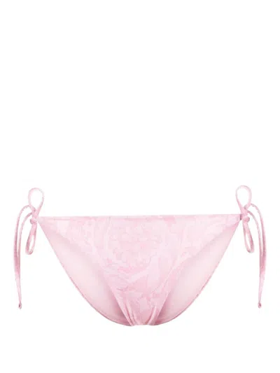 Versace Pale Pink Baroque Print Bikini Bottoms For Women