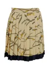 Versace Multicolor Pleated Mini Skirt With All-over Logo Print In White