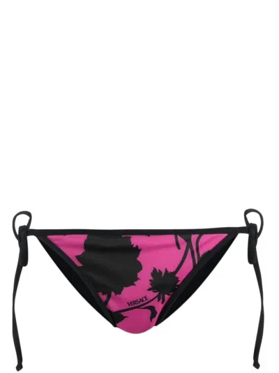 Versace Palm Tree-print Bikini Bottoms In Black