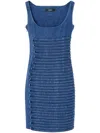 Versace Cotton Denim Midi Dress In Blue