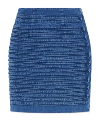 VERSACE VERSACE HIGH-WAIST PANEL-DETAILED DENIM MINI SKIRT