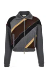 Versace Paneled Suede & Merino Wool Jacket In Multi
