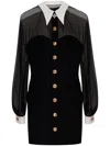 Versace Contrast-collar Bustier Mini Dress In Black