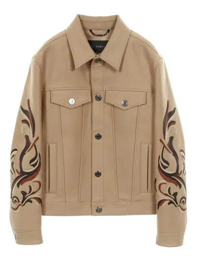 Pre-owned Versace Panelled Jacket In Neutral