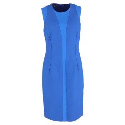 Versace Panelled Knee Length Dress In Blue Polyester