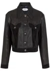 Versace Structured Leather Jacket With Suede Inserts In Black