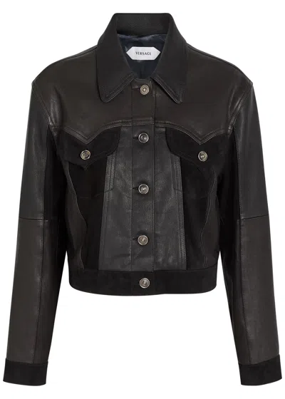 VERSACE VERSACE PANELLED LEATHER JACKET