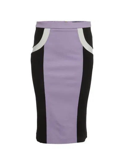 Pre-owned Versace Panelled Pencil Midi Skirt In Purple