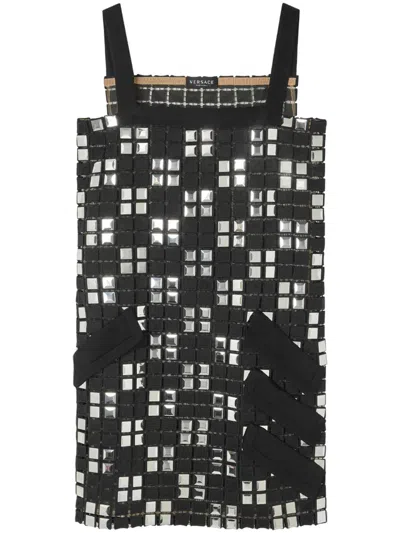 Versace Panelled Sleeveless Dress In Black