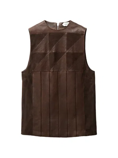 Versace Panelled Sleeveless Mini Dress In Brown