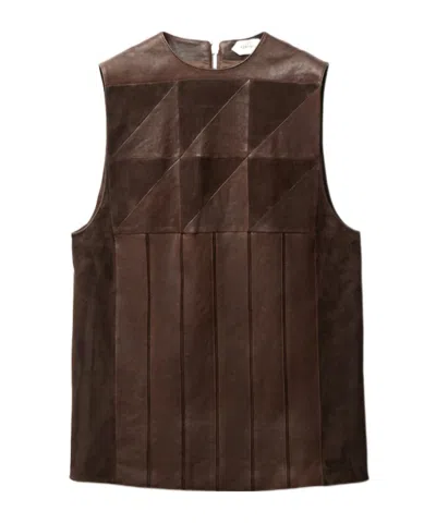 Versace Panelled Sleeveless Mini Dress In Brown