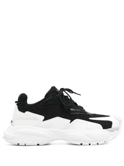 Versace Panelled Sneakers In Black