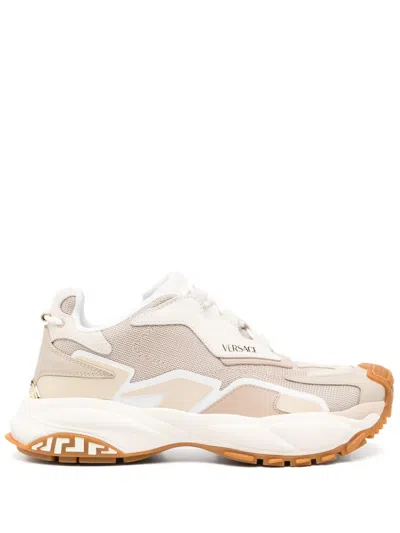 Versace Panelled Sneakers In Neutrals