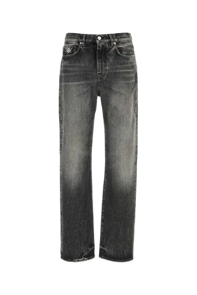 Versace Pant Denim Denim Stone Wash Medium Grey In Black