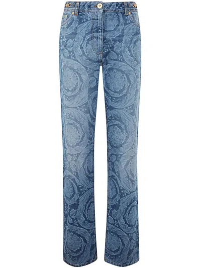 VERSACE PANT DENIM LASER STONE WASH BAROQUE SERIES DENIM FABRIC WITH SPECIAL TREATMENT,1011519.1A10029