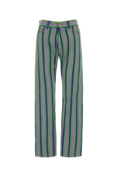 Versace Pant Denim Non-stretch Denim Stripes Regular In Green