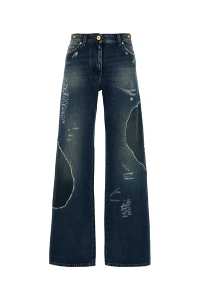 Versace Pant Denim Vintage Strong Wash With Whiskers And P In Multi