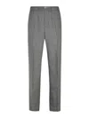 Versace Tapered-leg Houndstooth Wool Pants In Gris