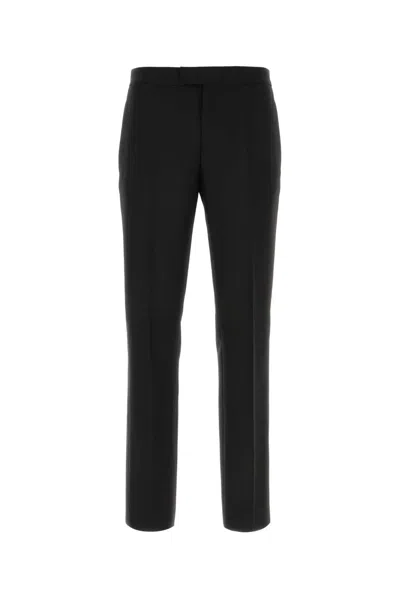 Versace Wool-mohair Trousers In Black